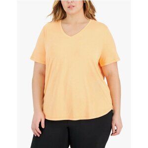 ID Ideology Women Regular fit Short Sleeve T-Shirt Shirt Orange Solid New